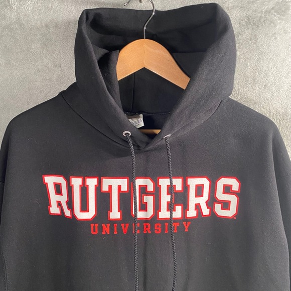 Champion Rutgers University Black Hoodie Sweatshirt XL College Athleisure Y2k - Picture 3 of 8